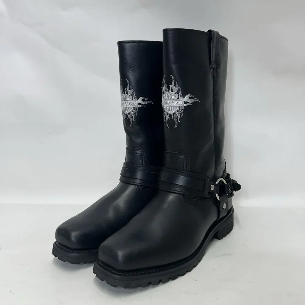 Vintage Harley-Davidson Motorcycle Flame Logo Boots “Black”